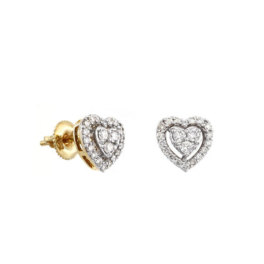 0.48Ct Diamond Yellow Gold Double Heart Earrings