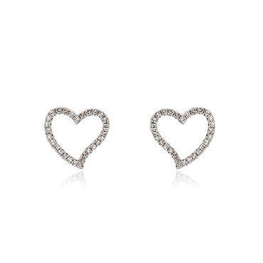 0.26Ct Diamond Pave Set Yellow Gold Heart Earrings