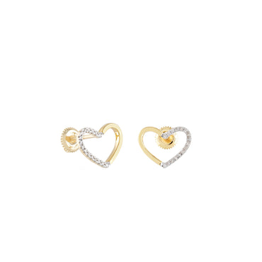 Yellow Gold Round Diamond Stud Earrings For Women's