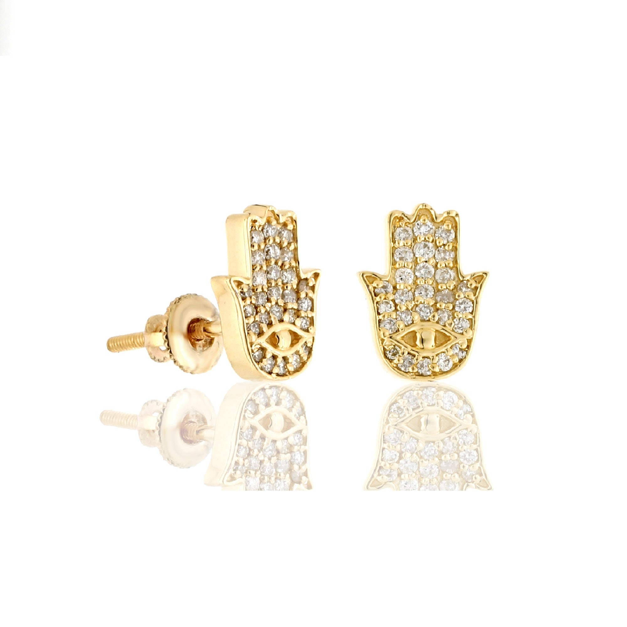 0.10ct Yellow Gold Hamsa Earring by Rafaela Jewelry