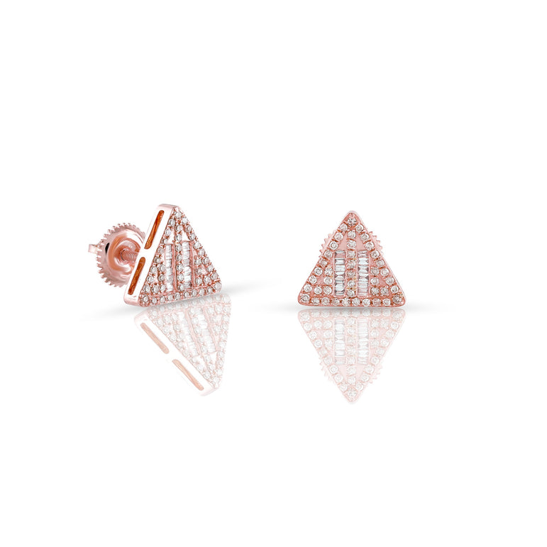 0.34ct Rose Gold Baguette Diamond Triangle Earring by Rafaela Jewelry