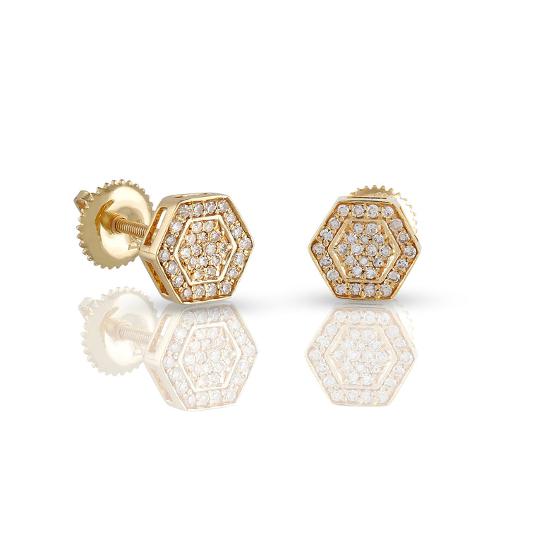 0.23ct Gold Hexagon Earrings by Rafaela Jewelry
