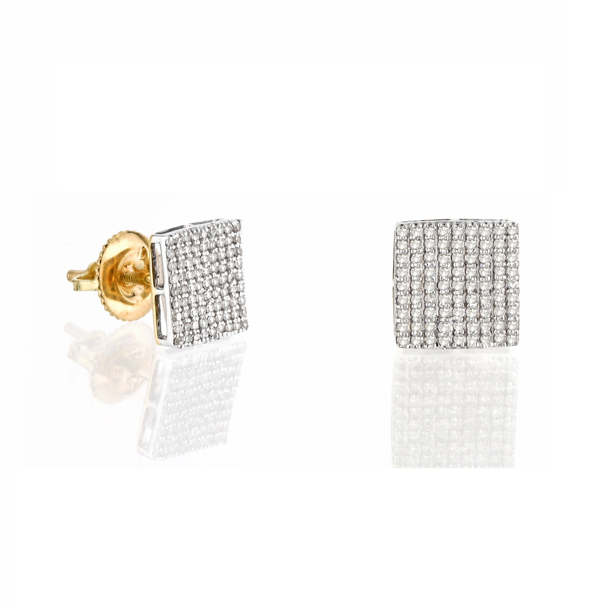 0.33ct Yellow Gold Square Earring by Rafaela Jewelry