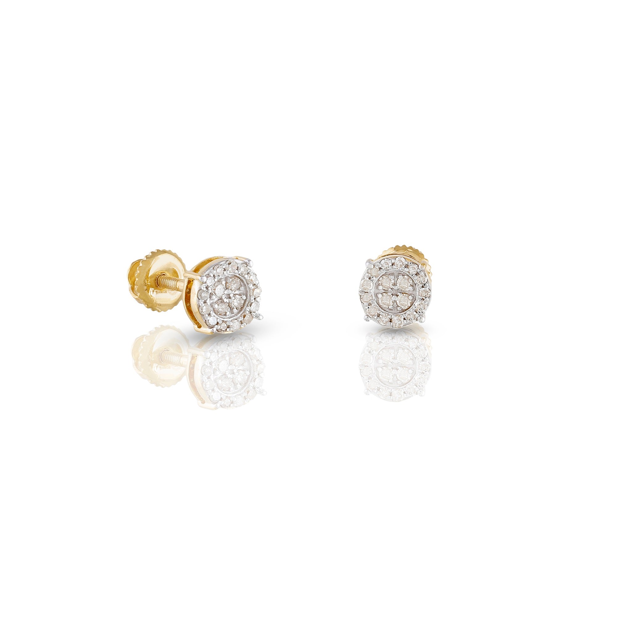 0.16ct Yellow Gold White Diamond Round Earrings by Rafaela Jewelry