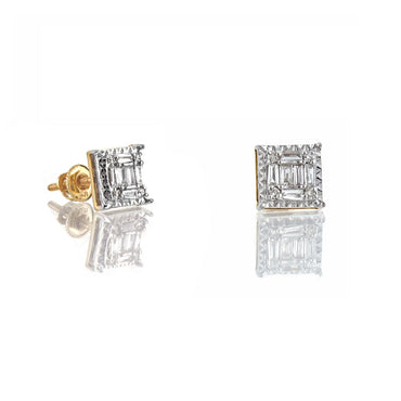 0.25ct Yellow Gold Baguette Diamond Earring by Rafaela Jewelry
