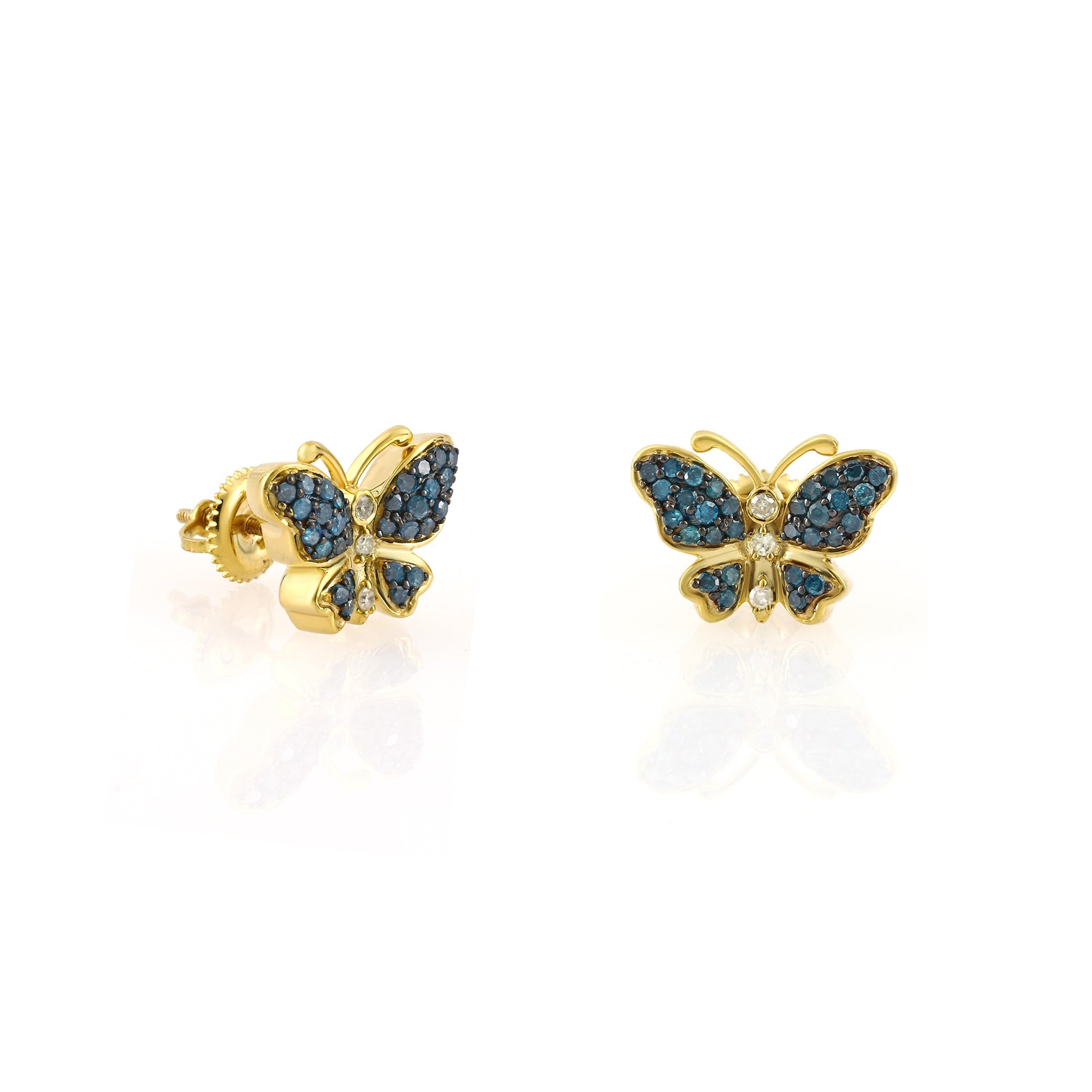 Yellow Gold Diamond Butterfly Stud Earring by Rafaela Jewelry