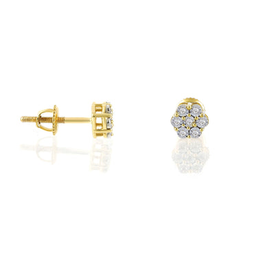 0.1ct Yellow Gold Flower Earrings by Rafaela Jewelry