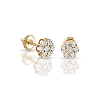 0.14ct Yellow Gold Flower Earrings by Rafaela Jewelry