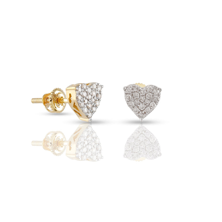 0.25ct Yellow Gold Heart Diamond Earring by Rafaela Jewelry