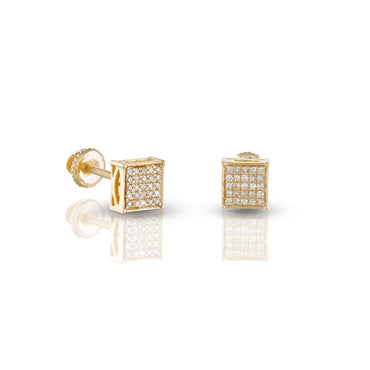 0.14ct Yellow Gold Square Earrings by Rafaela Jewelry