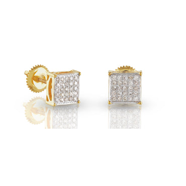 0.25ct Yellow Gold Round Diamond Square Earring by Rafaela Jewelry