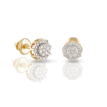 0.15ct Yellow Gold Diamond Round Earring by Rafaela Jewelry