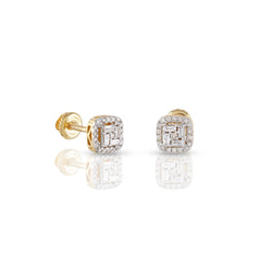 0.22ct Gold Diamond Square Earring by Rafaela Jewelry