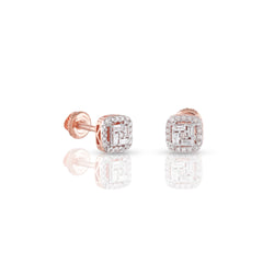 0.22ct Gold Diamond Square Earring by Rafaela Jewelry