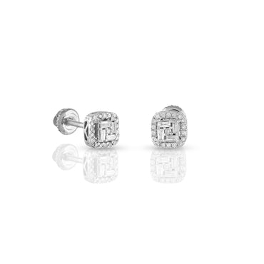 0.22ct Gold Diamond Square Earring by Rafaela Jewelry