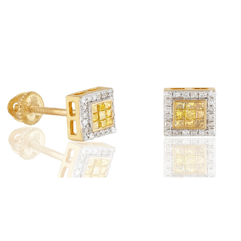 0.32ct Yellow Gold Square Earrings by Rafaela Jewelry