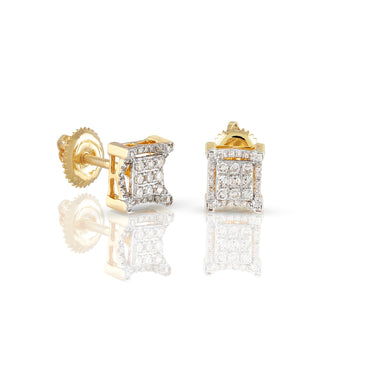 0.26ct Yellow Gold White Diamond Square Earrings by Rafaela Jewelry