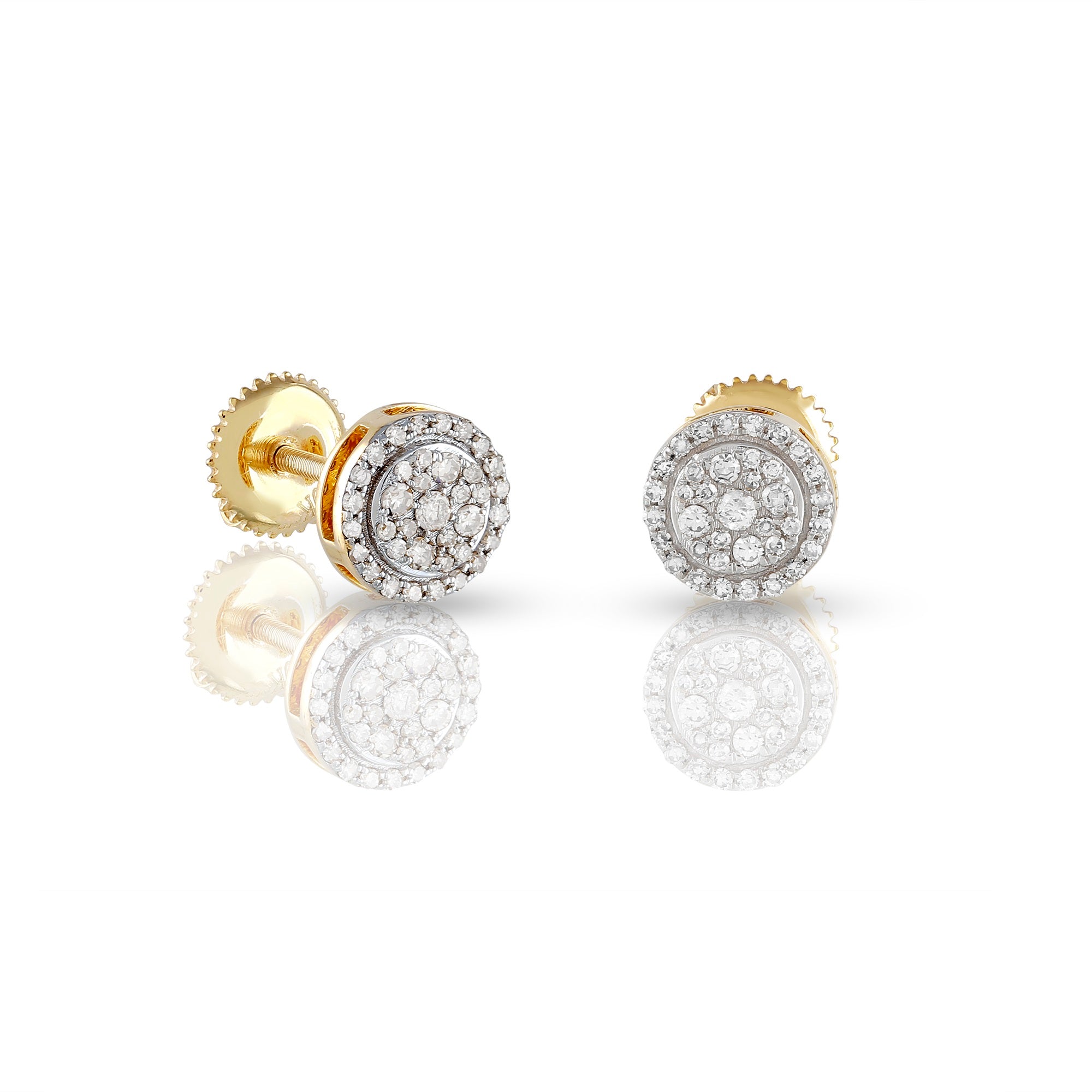 0.24ct Yellow Gold White Diamond Round Earrings by Rafaela Jewelry