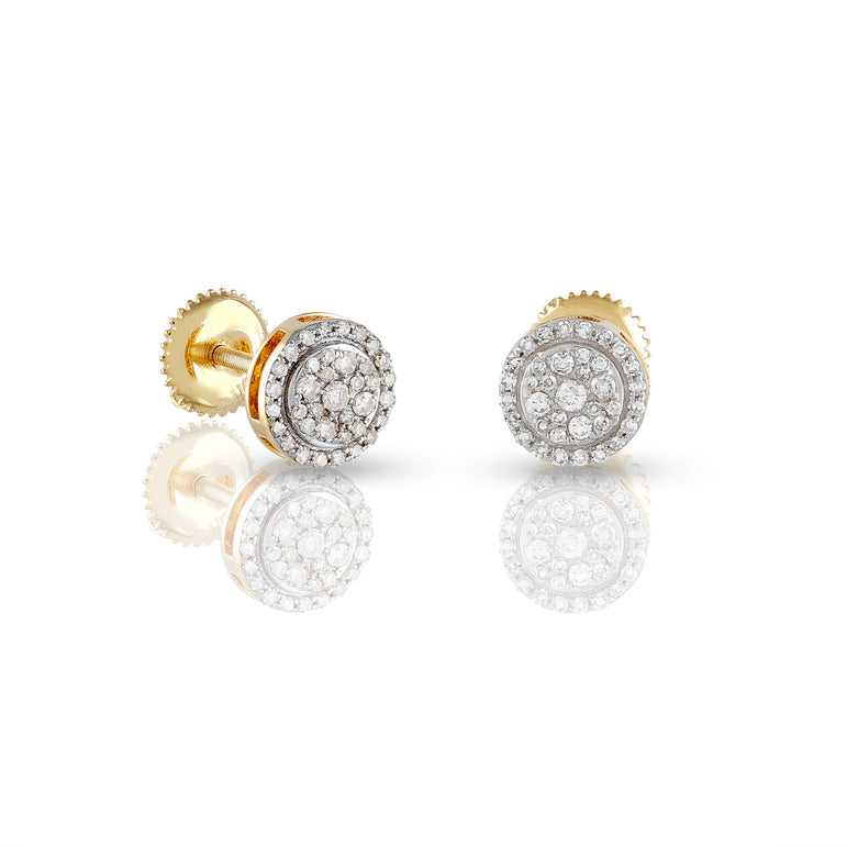0.24ct Yellow Gold White Diamond Round Earrings by Rafaela Jewelry