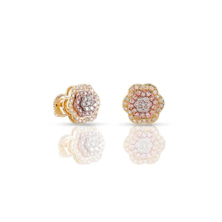 0.60ct Three Tone Flower Earring by Rafaela Jewelry