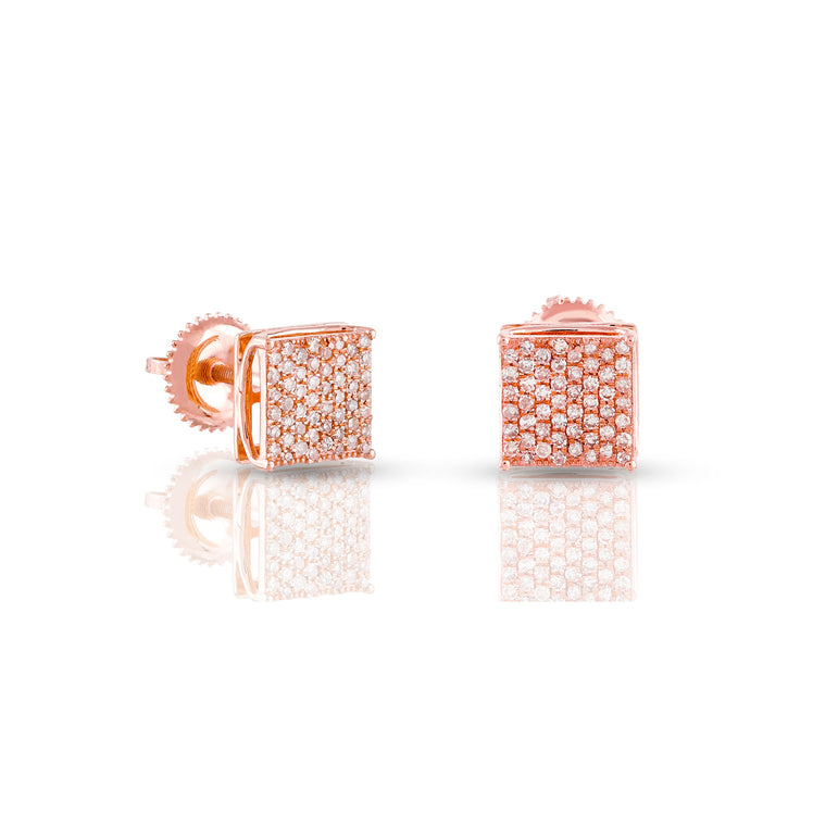 0.26ct Rose Gold Round Diamond Square Earrings by Rafaela Jewelry