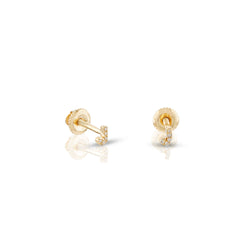 Yellow Gold Round Diamond Initial Earrings by Rafaela Jewelry