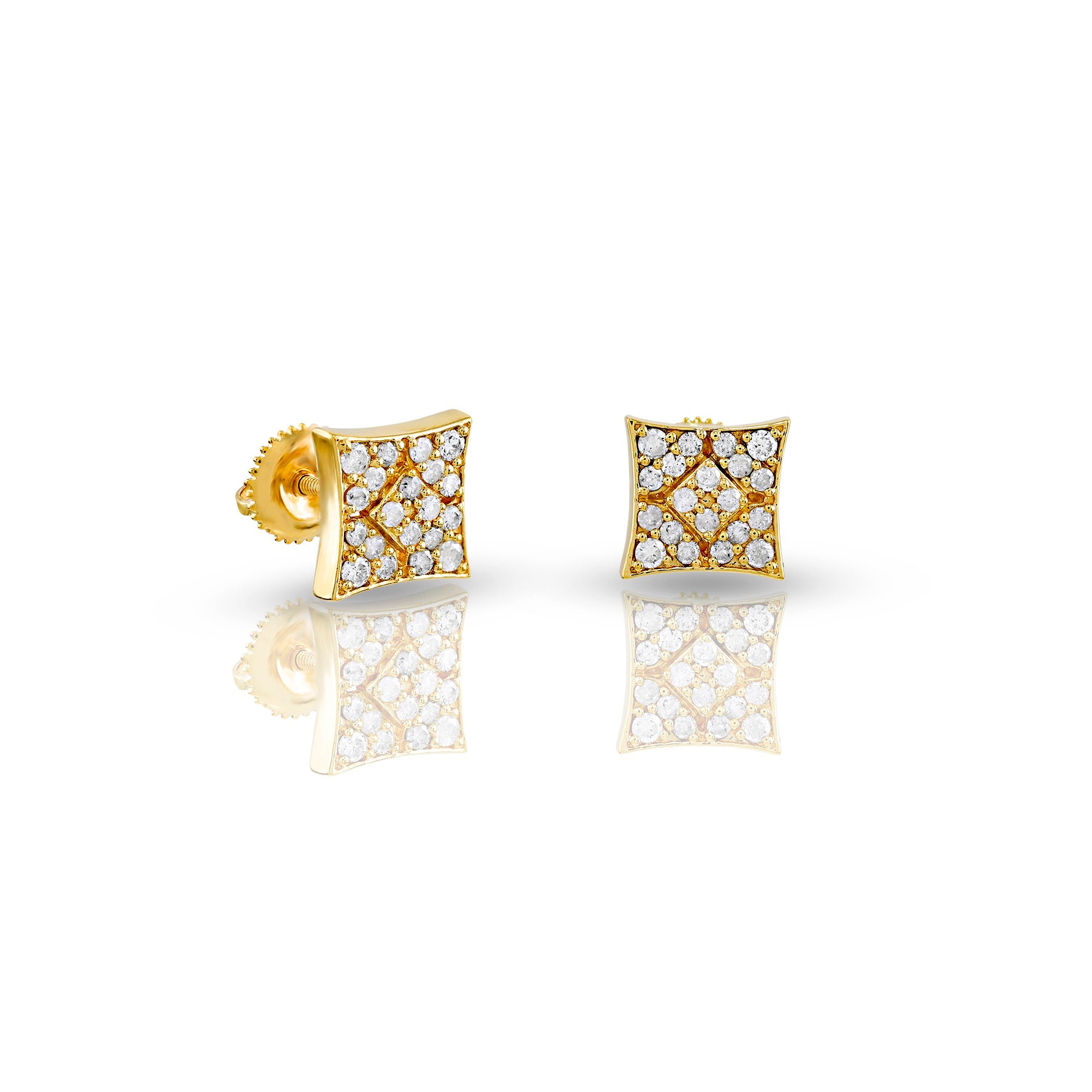 0.43ct Yellow Gold Square Earrings by Rafaela Jewelry