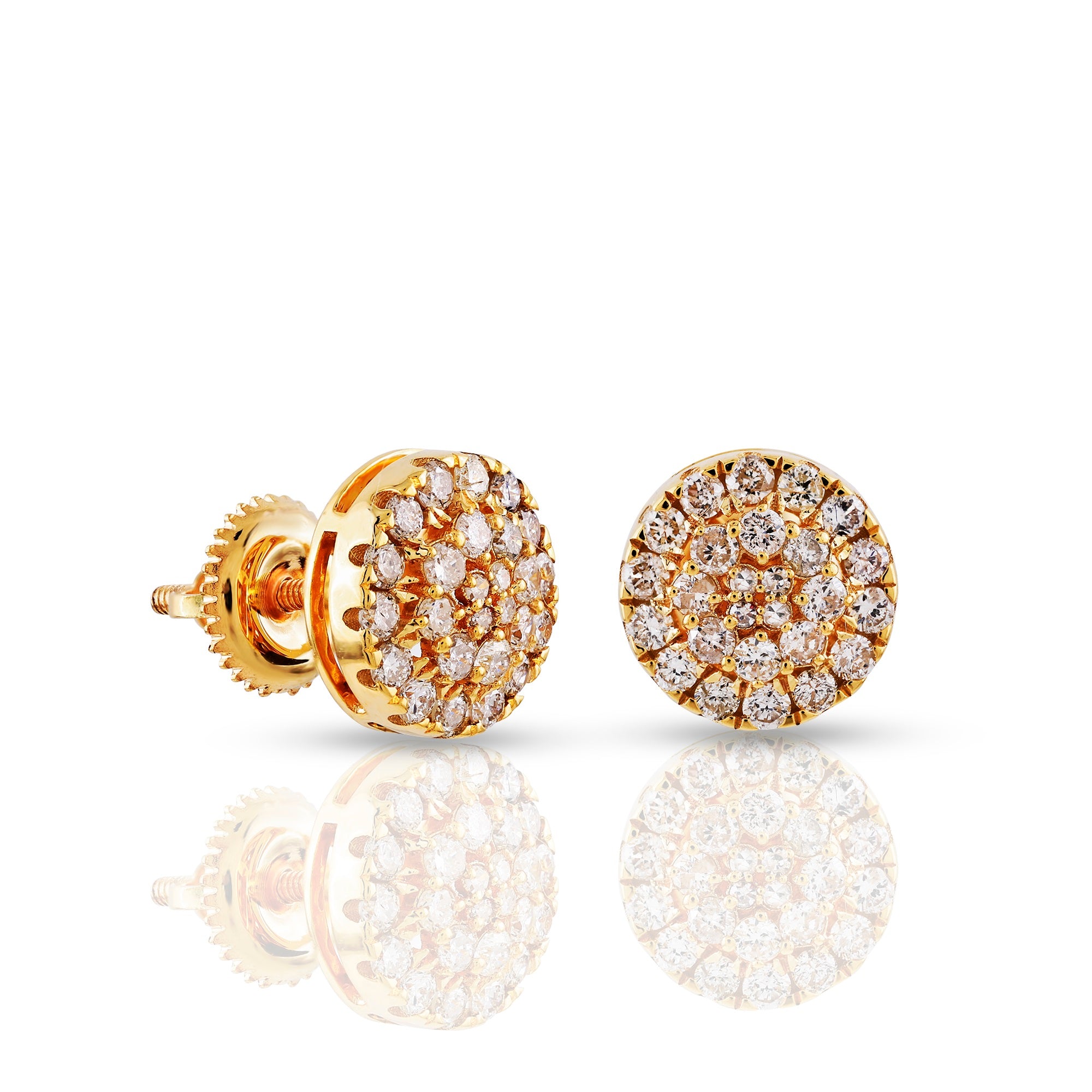 0.64Ct Yellow Gold Round Diamond Stud Earrings