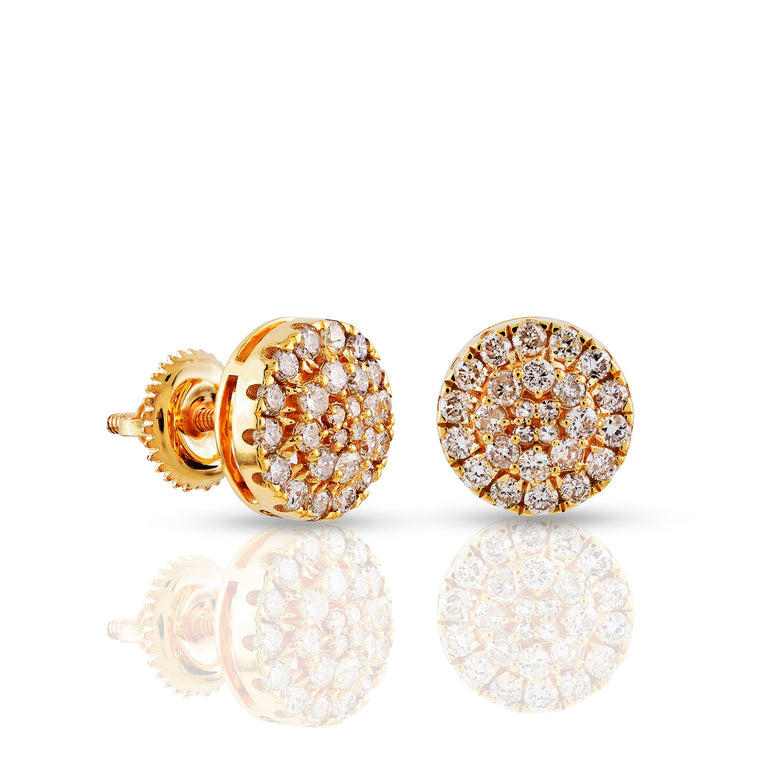 0.64Ct Yellow Gold Round Diamond Stud Earrings