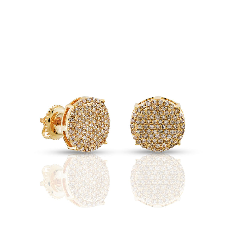 0.50Ct Yellow Gold Diamond Cluster Round Stud Earrings