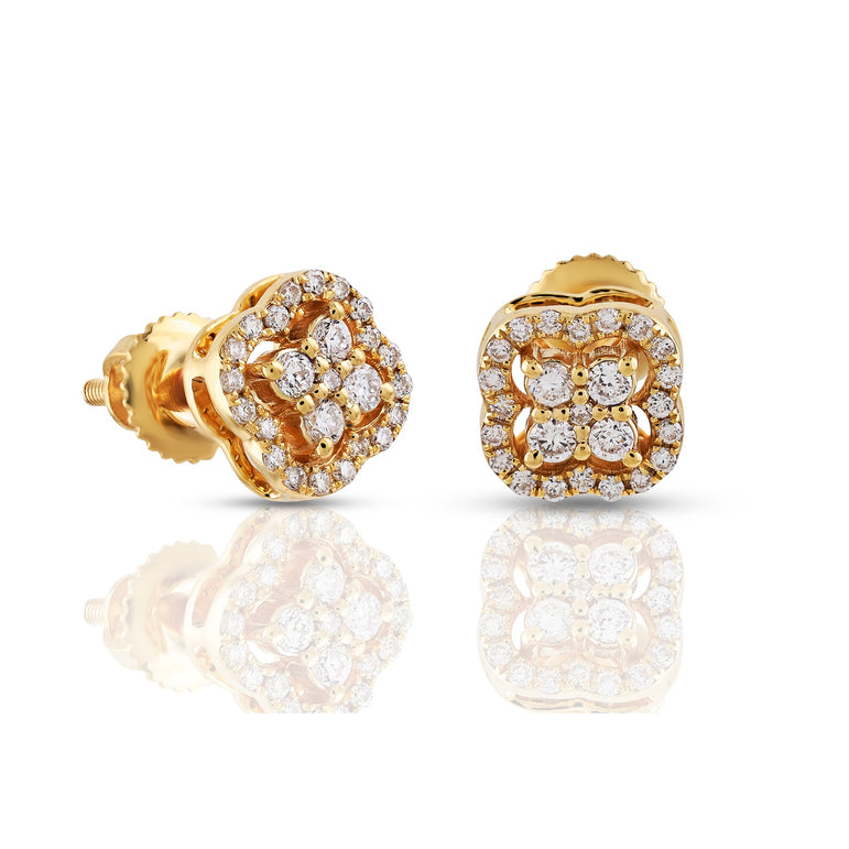 0.22 CT Yellow Gold Round Diamond Earring for Women's