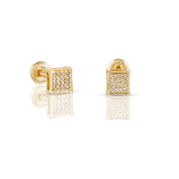 0.09ct Yellow Gold Square Earrings by Rafaela Jewelry