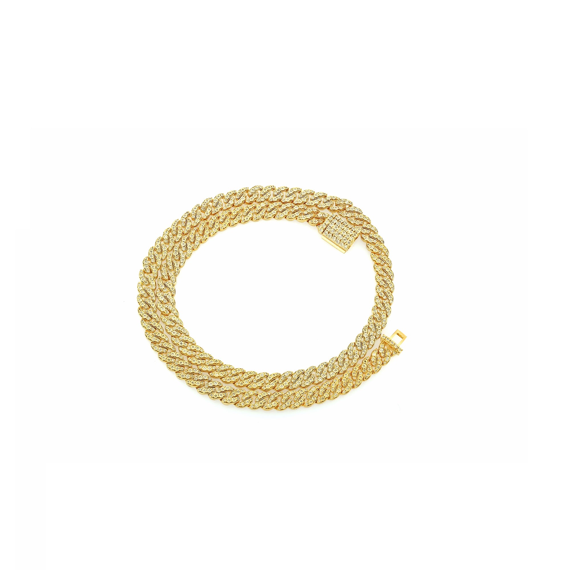 8mm Yellow Gold Diamond Cuban Chain by Rafaela jewelry
