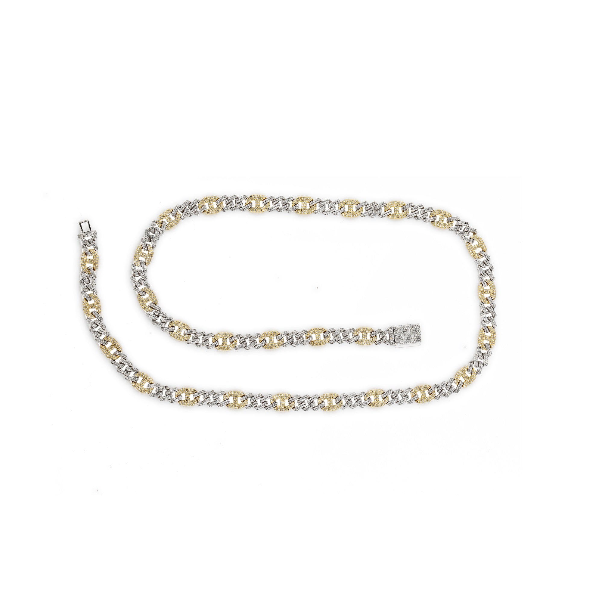 6.5mm Yellow Gold Round Diamond Cuban Link Chain 22inch by Rafaela Jewelry