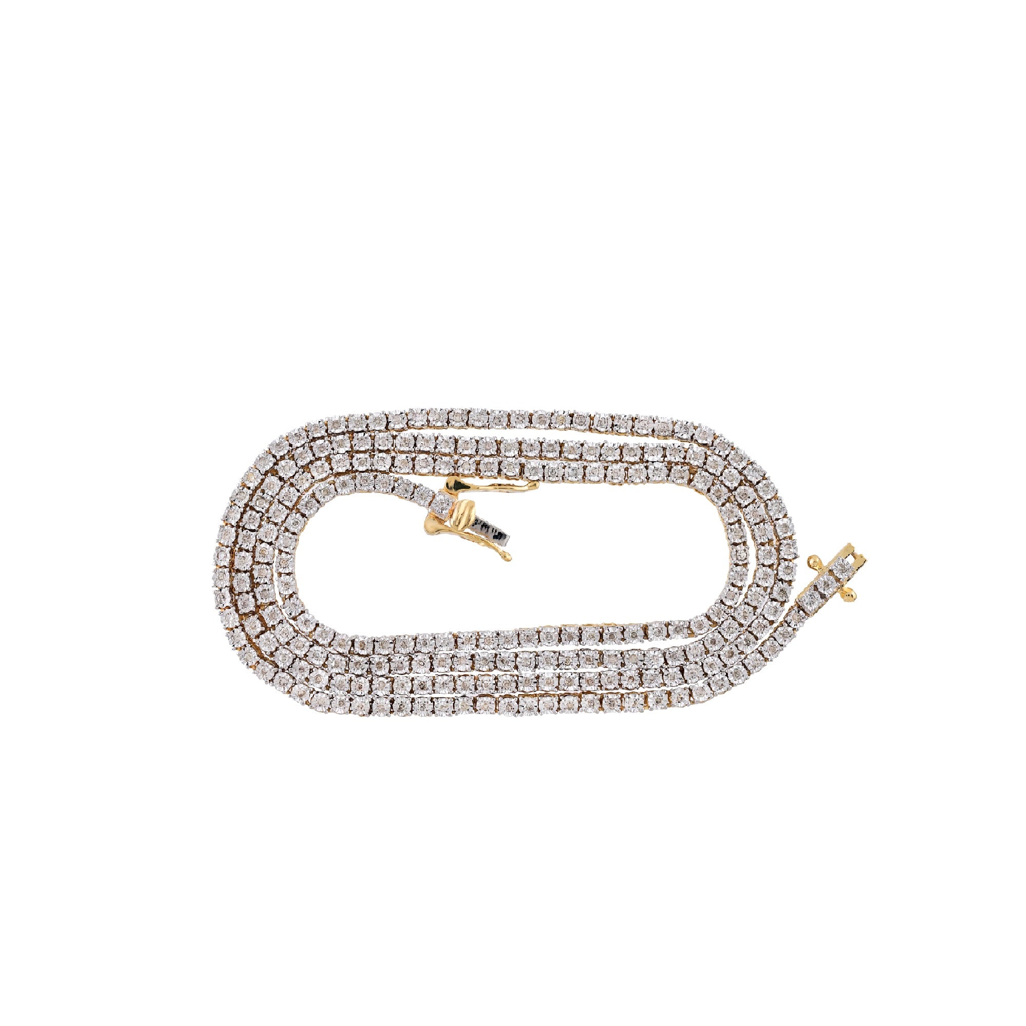 2.2mm Yellow Gold Round Diamond Illusion Tennis Chain