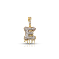 Yellow Gold Round Diamond Cluster Initial Pendant