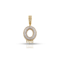 Yellow Gold Round Diamond Cluster Initial Pendant