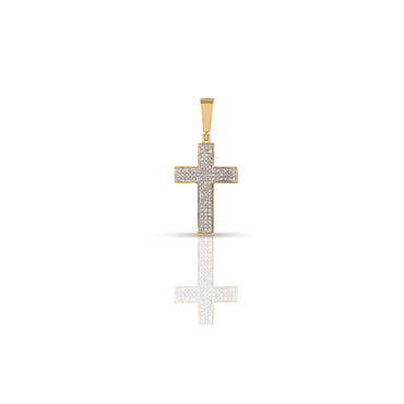 Yellow Gold White Diamond Cross Pendant by Rafaela Jewelry