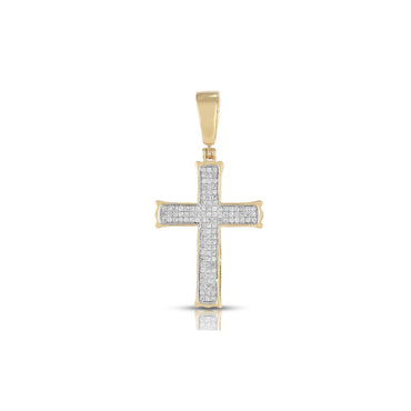 Yellow Gold Round White Diamond Cross Pendant by Rafaela Jewelry