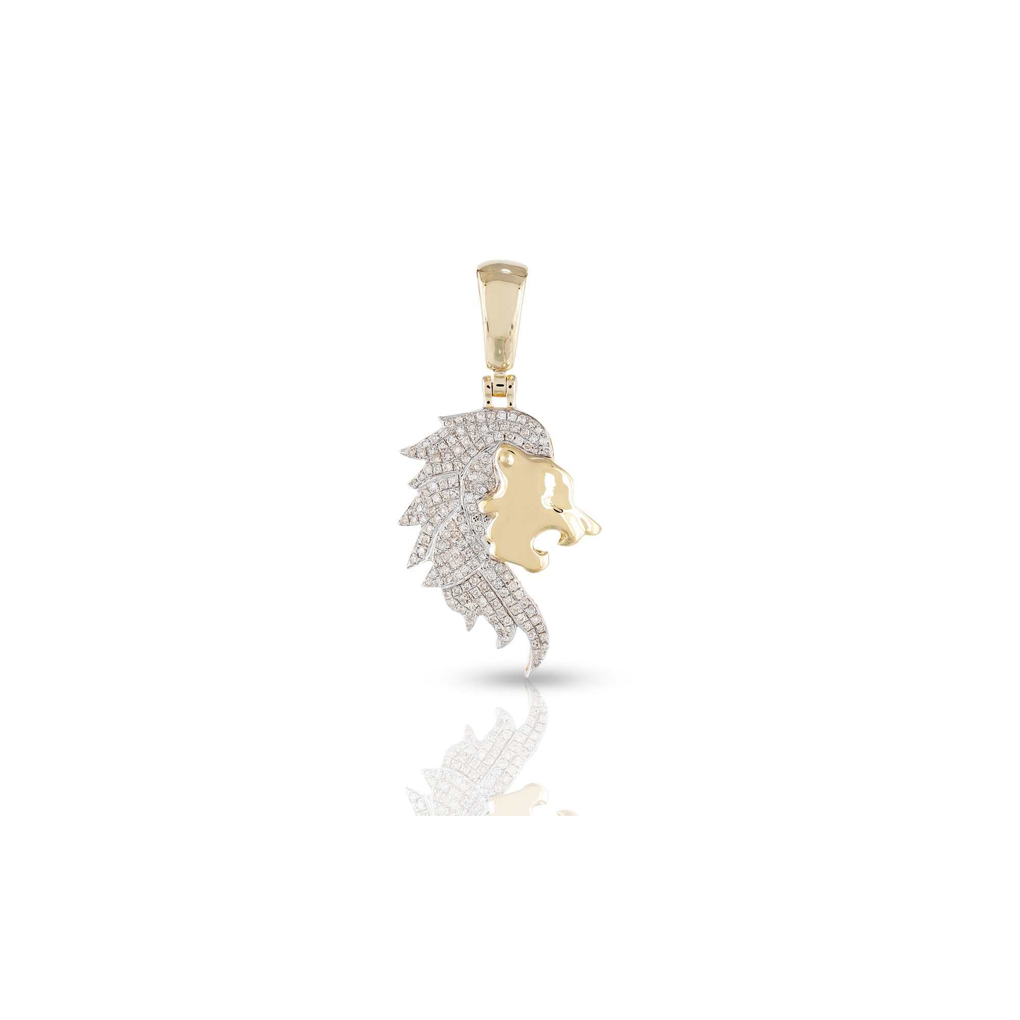 0.32ct Yellow Gold Lion Head Pendant by Rafaela Jewelry