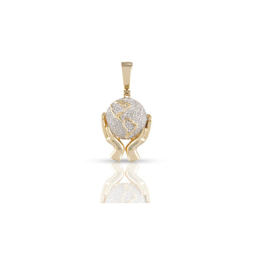 Yellow Gold World in Your Hands Pendant by Rafaela Jewelry