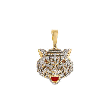 Yellow Gold Tiger Head Pendant by Rafaela Jewelry