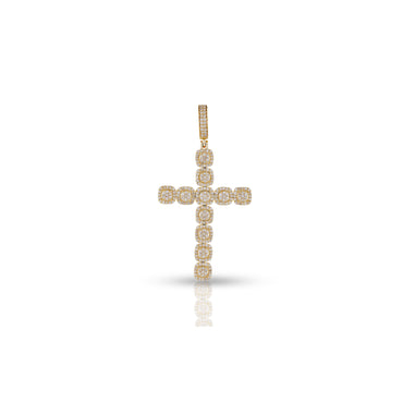 Yellow Gold Round Diamond Cross Pendant by Rafaela Jewelry