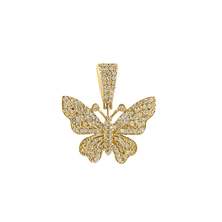 Yellow Gold Round Diamond Butterfly Pendant by Rafaela Jewelry