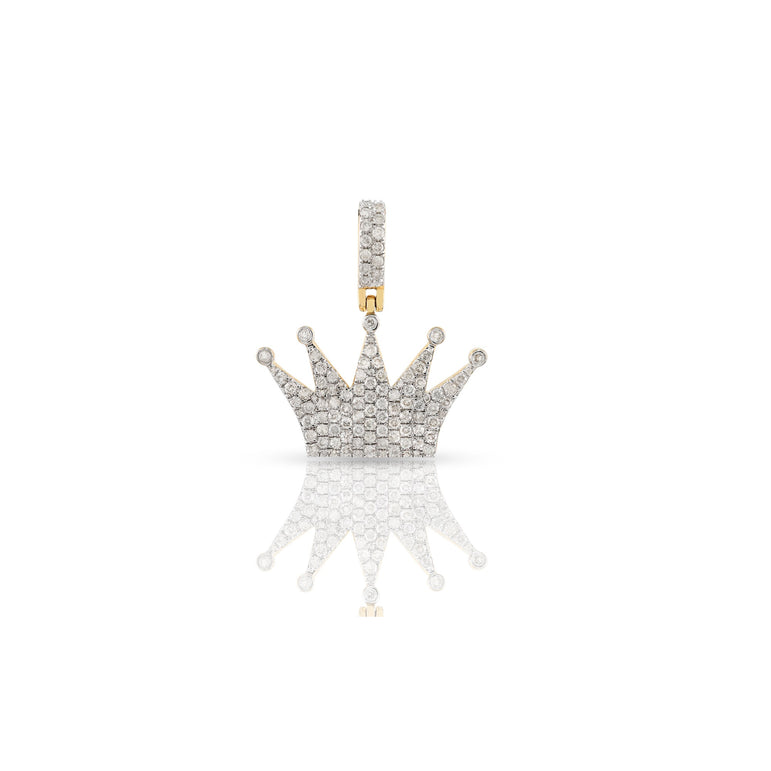 Yellow Gold White Diamond Crown Pendant  by Rafaela Jewelry