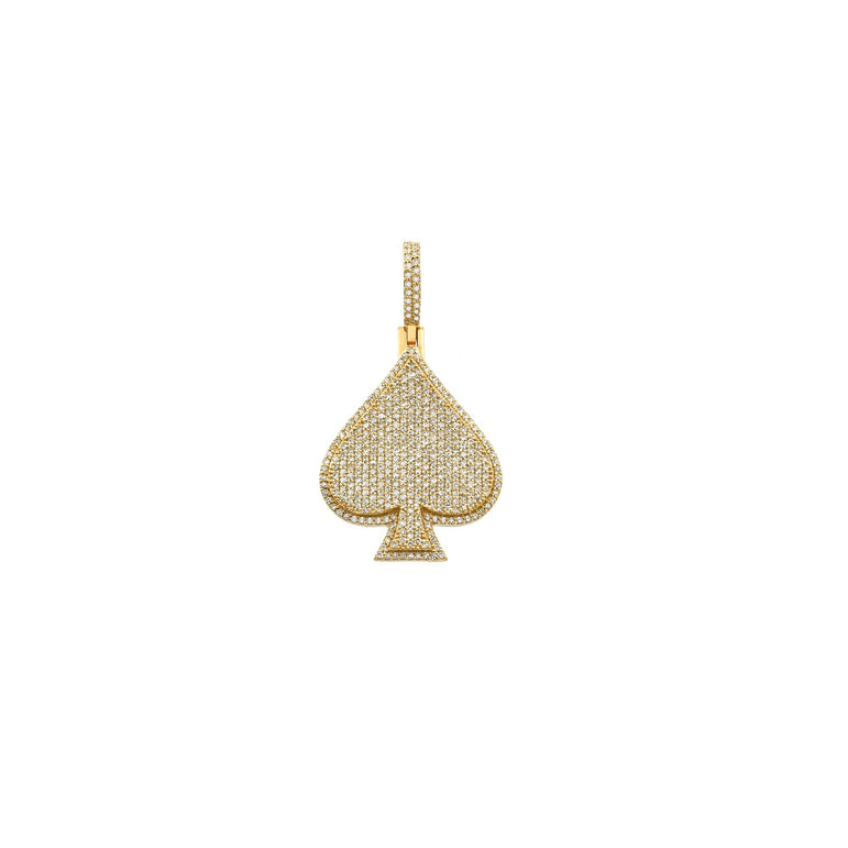 Yellow Gold Round Diamond Ace of Spade Pendant by Rafaela Jewelry