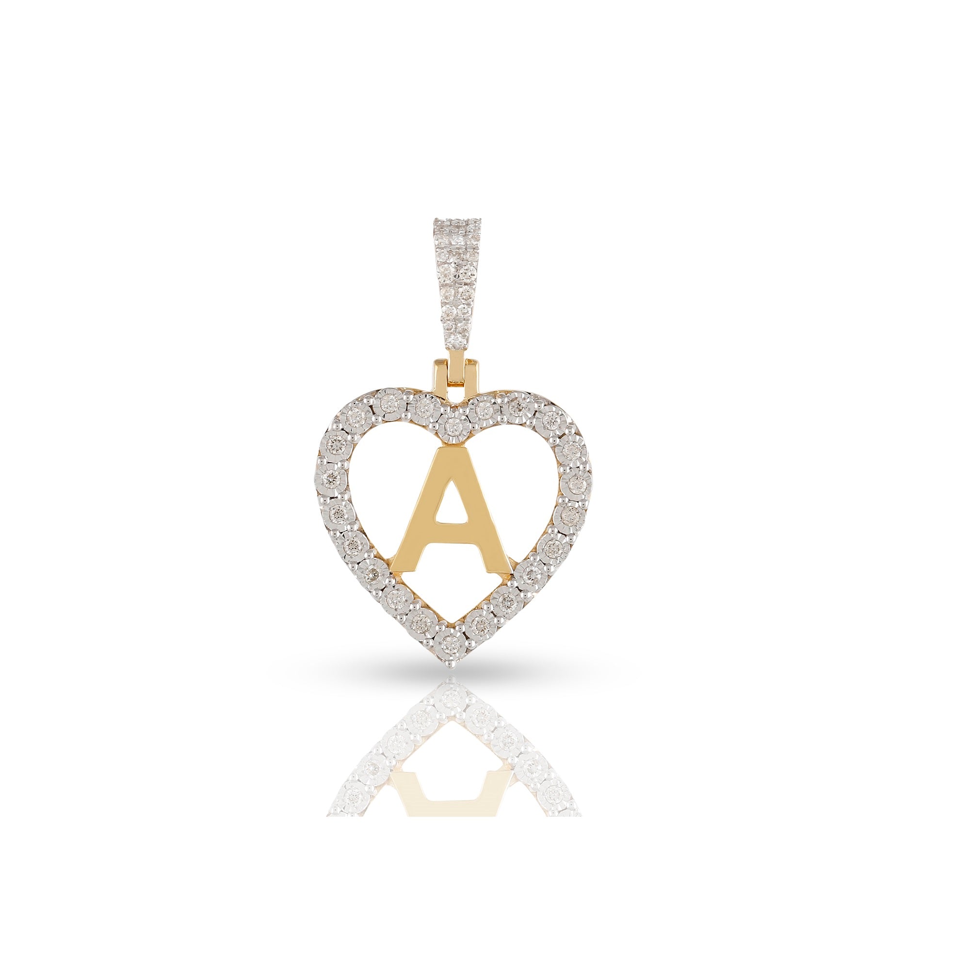 Yellow Gold Heart Shaped 'A to Z' Initial Pendant by Rafaela Jewelry