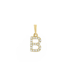 Yellow Gold Round Diamond Initial Letter Pendant