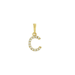 Yellow Gold Round Diamond Initial Letter Pendant