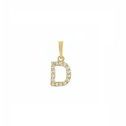 Yellow Gold Round Diamond Initial Letter Pendant